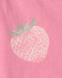 Girls Strawberry Short-Sleeve Dress - Pink