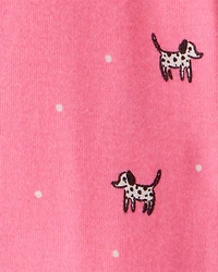 Baby Girl Dalmatian Print 100% Cotton Long-Sleeve 2-Way Zip 1-Piece Pyjamas - Pink