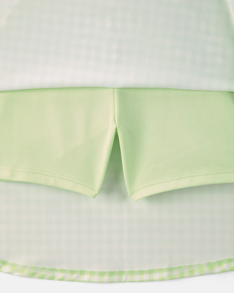 Girls Gingham Active Dress - Green