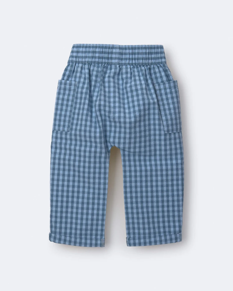 Toddler Seersucker Playground Pant with Pockets - Blue