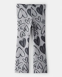 Toddler Girl Heart Pull-On Flare Stretch Rib Leggings - Grey