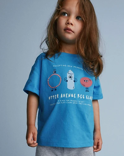 Toddler 'Recreation Club' Rolled Cuff Tee - Turquoise