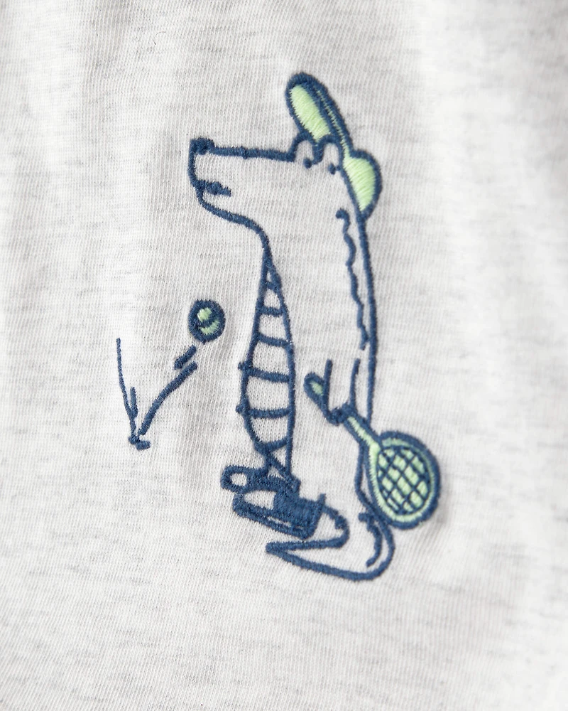 Baby Boy Alligator Polo Shirt - Blue/Grey