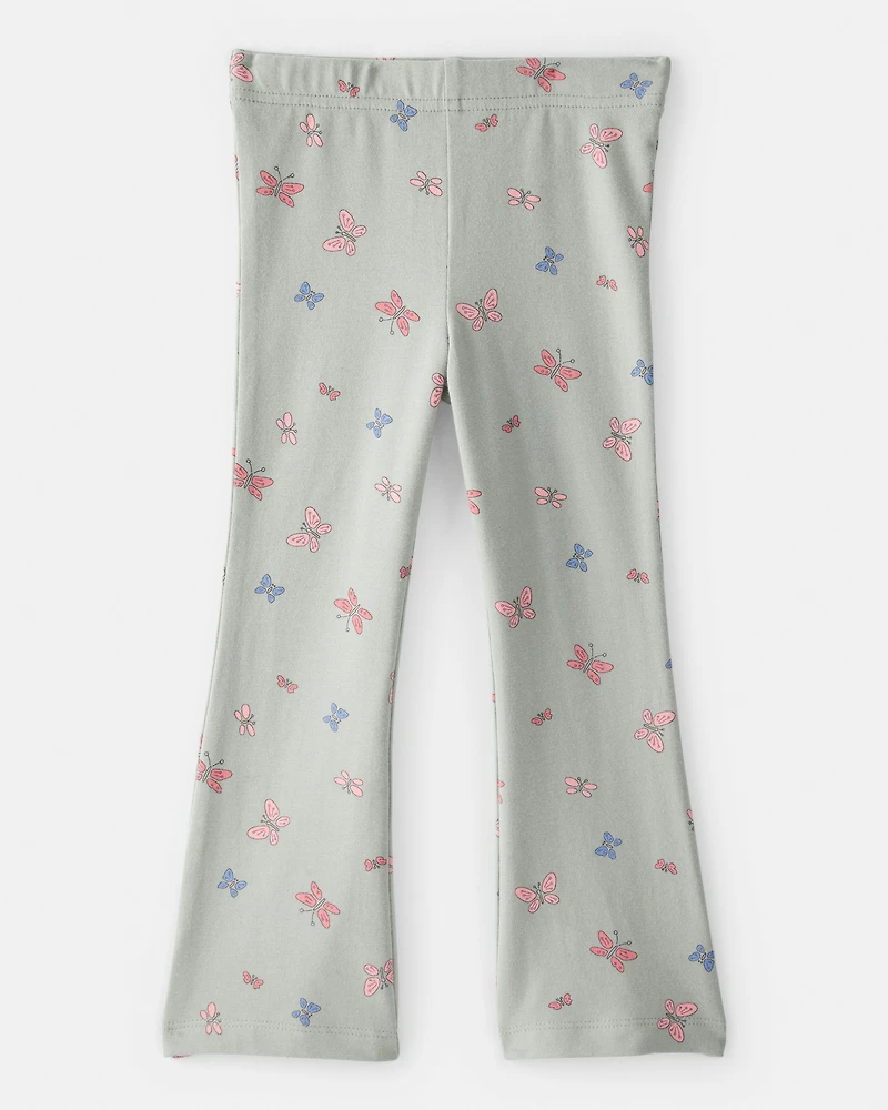 Toddler Girl Butterfly Flare Pull-On Stretch Leggings - Green