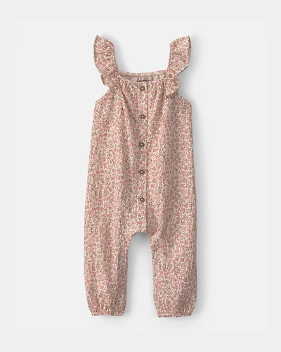 Baby Girl Floral Jumpsuit - Pink