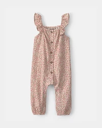 Baby Girl Floral Jumpsuit - Pink