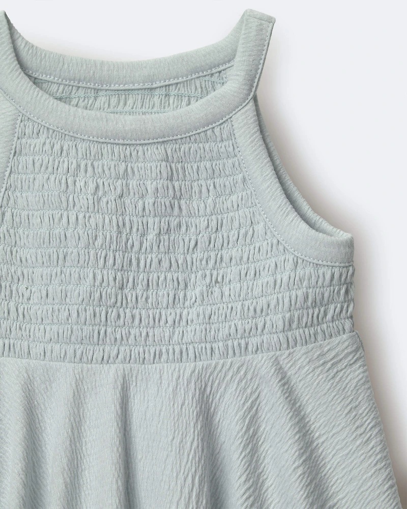 Toddler Girl Smocked Peplum Top - Light Blue