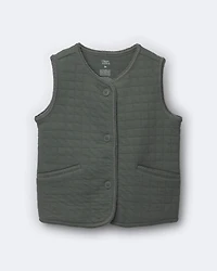 Toddler Girl Quilted Vest - Olive