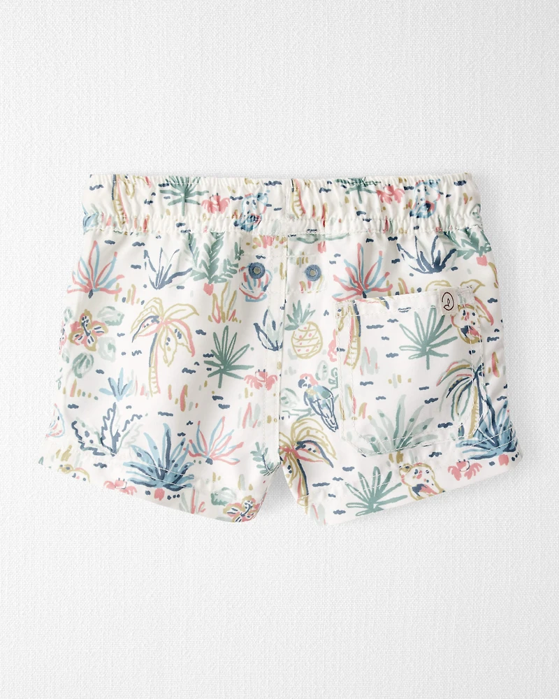Baby Boy Recycled Tropical-Print Swim Trunks
