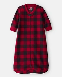 Baby Checkered Print Loose Fit Long-Sleeve Wearable Blanket