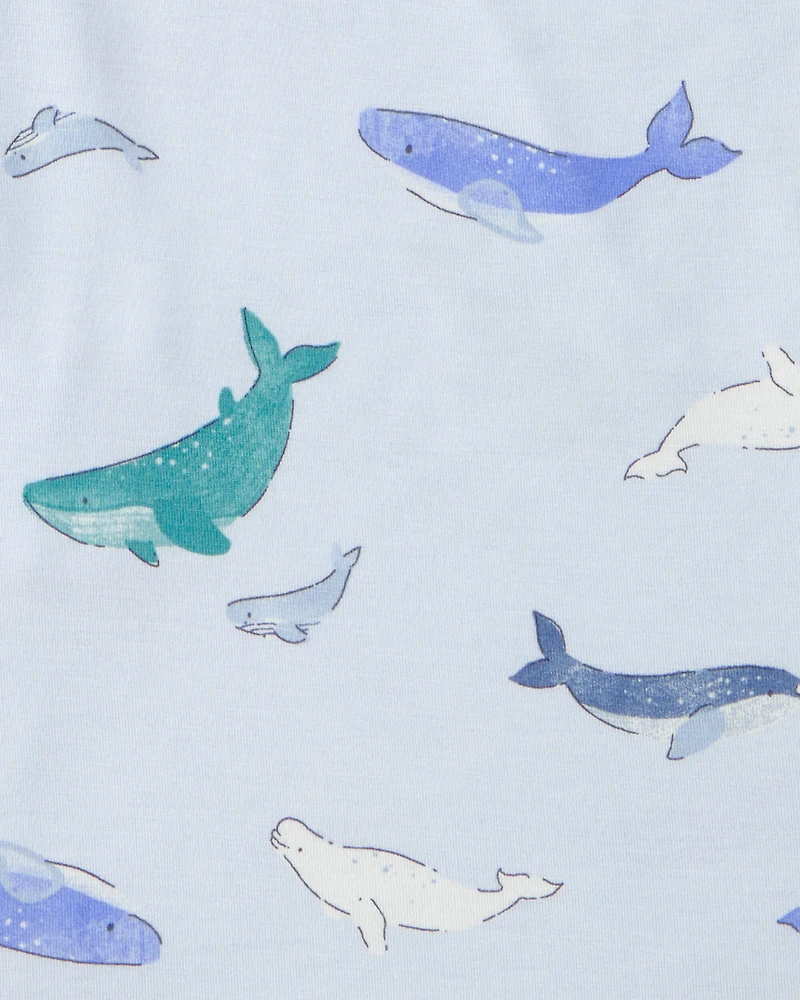 Boys Whale PurelySoft Short-Sleeve Snug Fit 2-Piece Pyjama Set - Blue