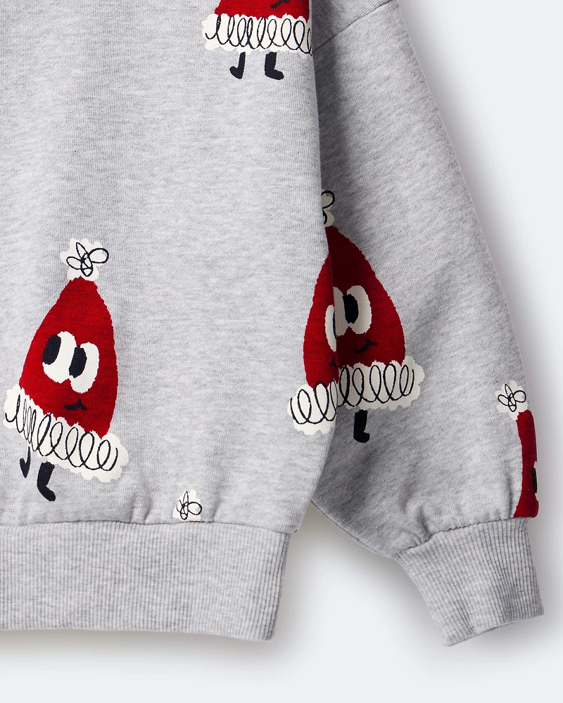 Toddler Santa Hat Dolman-Sleeve Sweatshirt - Heather Grey