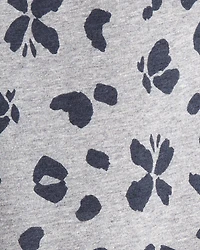 Girls Butterfly Leopard Print Pull-On Stretch Leggings - Grey