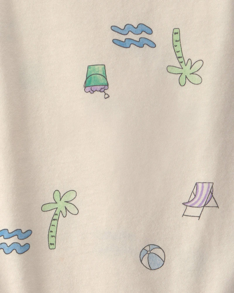 Baby Boy Beach Sleeveless Graphic Bodysuit - Cream