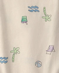 Baby Boy Beach Sleeveless Graphic Bodysuit - Cream