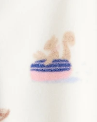 Baby Girl Animal Ski Print Loose Fit Long-Sleeve Sleeper - Cream