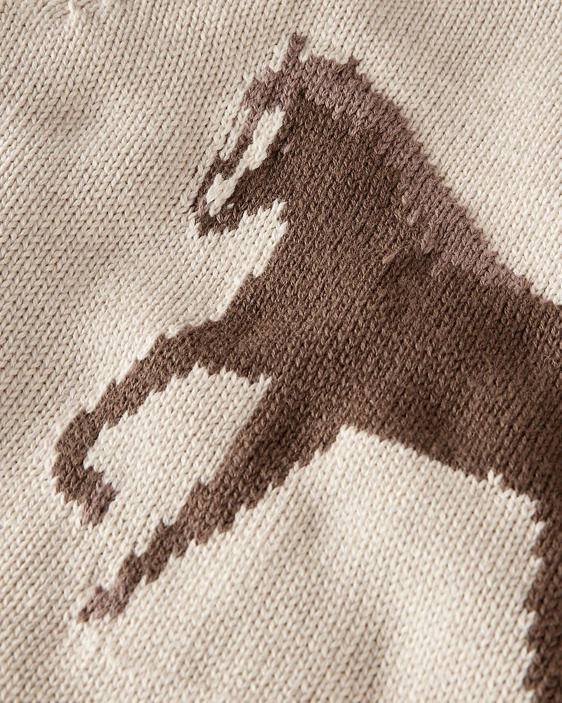 Toddler Organic Cotton Horse Sweater Knit Pullover