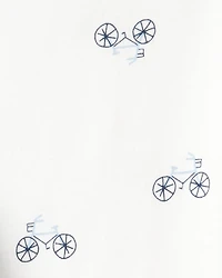 Baby Boy 3-Piece Bicycle Quilted Jacket Outfit Set - Navy