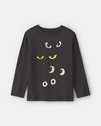 Kids Halloween Eyes Long-Sleeve Graphic Tee - Black