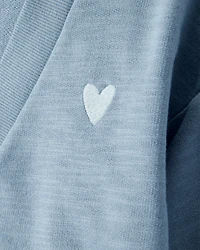 Toddler Girl Heart Cotton Long-Sleeve Cardigan Sweater - Blue