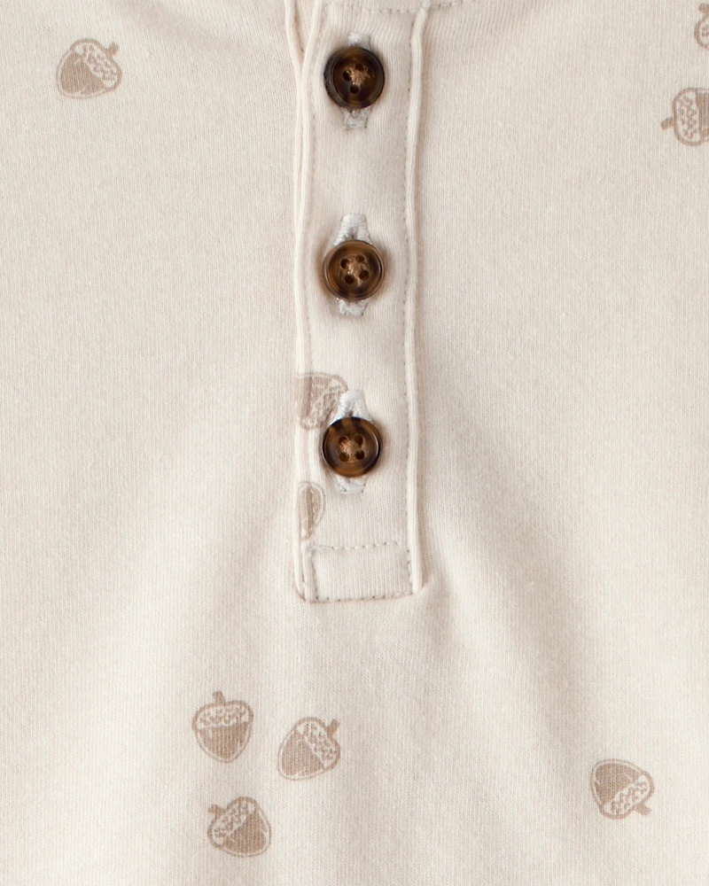 Toddler Boy Long-Sleeve Acorn Tee - Cream