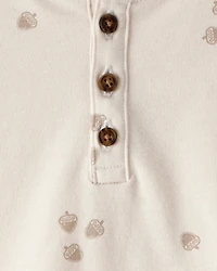 Toddler Boy Long-Sleeve Acorn Tee - Cream