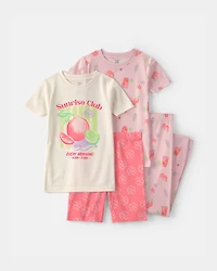 Girls Sunrise Club' Fruit 100% Cotton 4-Piece Pyjama Set