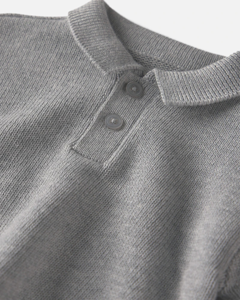 Baby Boy Organic Cotton Sweater Knit Polo