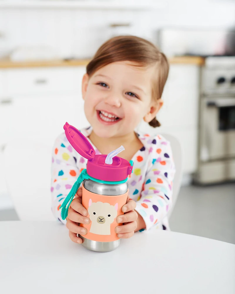 Zoo Stainless Steel Little Kid Straw Bottle 