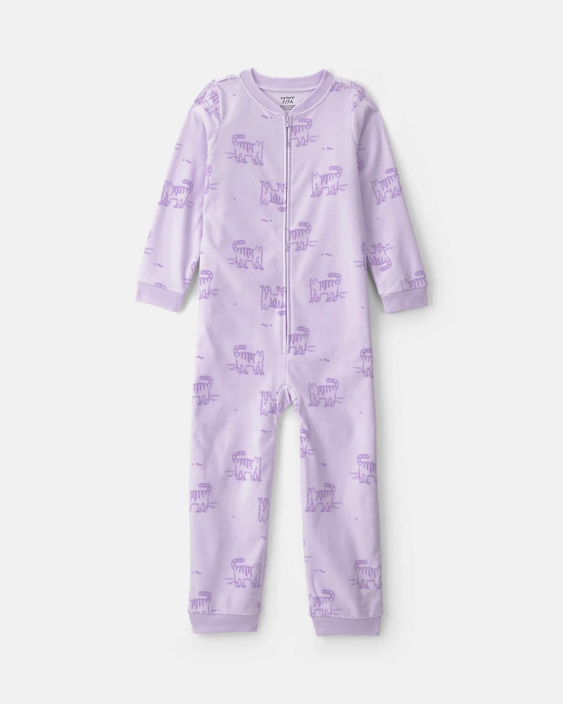 Girls Roller Skating Cat' Long-Sleeve Loose Fit 1-Piece Pyjama