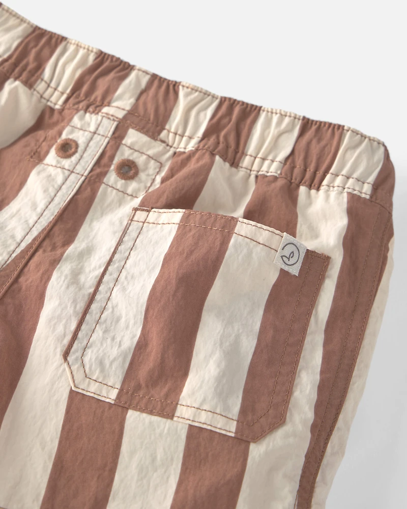 Baby Boy Recycled Swim Trunks Brown Stripes