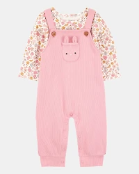 Baby 2-Piece Floral Long-Sleeve Tee & Coverall Set