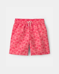 Boys Tropical Swim Trunks - Red