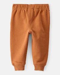 Baby Boy Solid Fleece Cotton Jogger - Brown