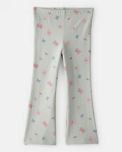 Toddler Girl Butterfly Flare Pull-On Stretch Leggings - Green