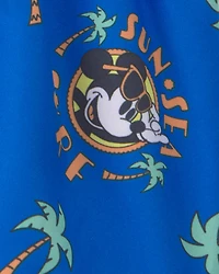 Baby Boy 2-Piece Disney© Mickey Mouse Long-Sleeve Rashguard Swimsuit Set - Blue/White