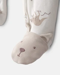 Baby Kangaroo 2-Way Zip 100% Cotton Sleeper - Cream