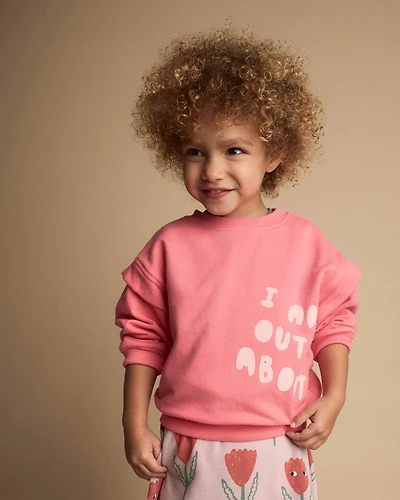 Toddler Girl 'Out & About' Double Layer Pullover Sweatshirt - Pink
