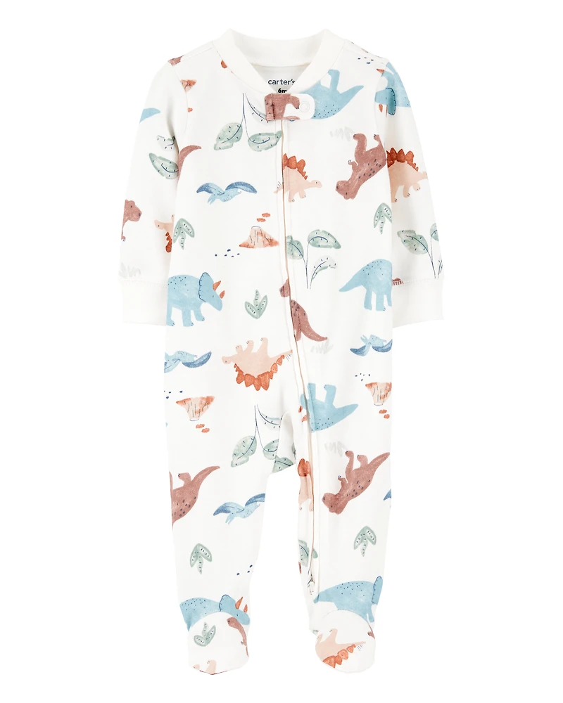 Baby Boy Dinosaur 2-Way Zip Cotton Sleeper pyjamas