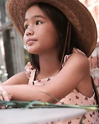 Girls Organic Cotton Tiered Dress Blush Floral Print