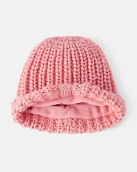 Baby Girl Winter Hat & Mittens Set - Pink