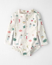 Baby Girl Recycled Rashguard Swimsuit Under the Sea