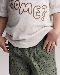 Toddler Standard Short with Pockets Dot Print- Olive