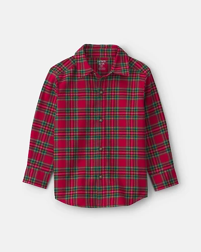 Toddler Boy Plaid Button-Down Shirt - Red