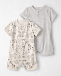 Baby 2-Pack Organic Cotton Rompers Pet Print