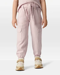 Toddler Girl Cotton Cargo Joggers - Pink