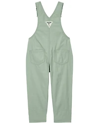 Toddler Girl Floral Lined Lightweight Canvas Overalls