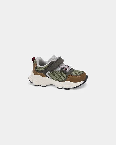 Toddler Boy Athletic Light-up Shoe - Green/Brown