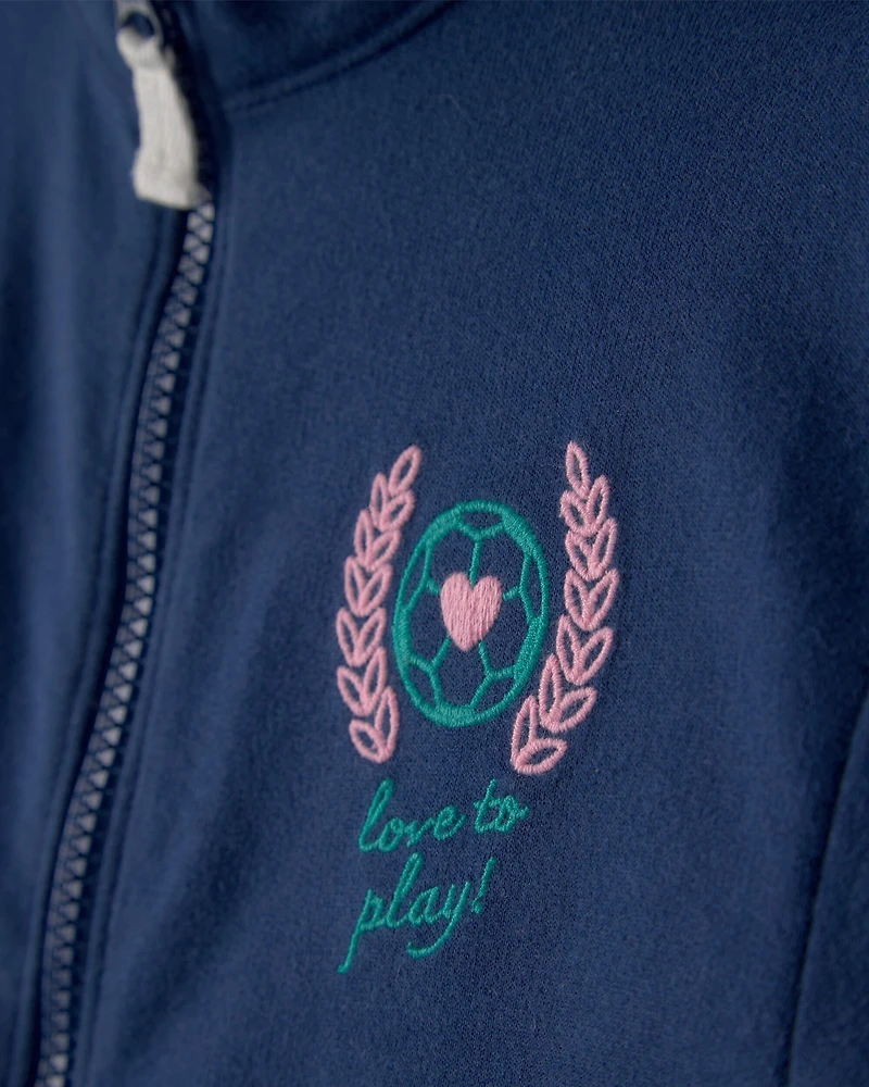 Toddler Girl Varsity French Terry Zip-Up Jacket - Blue