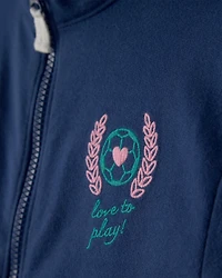 Toddler Girl Varsity French Terry Zip-Up Jacket - Blue